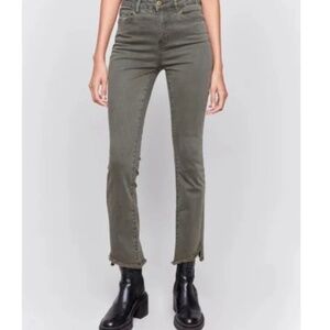 Charlie B Asymmetrical Hem Bootcut Pant in Spruce Green
